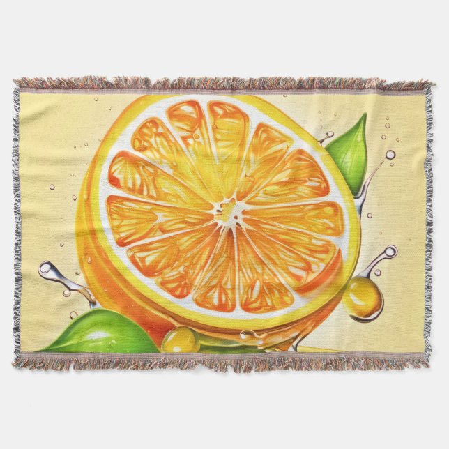 Orange Slice Splash Throw Blanket (Front)