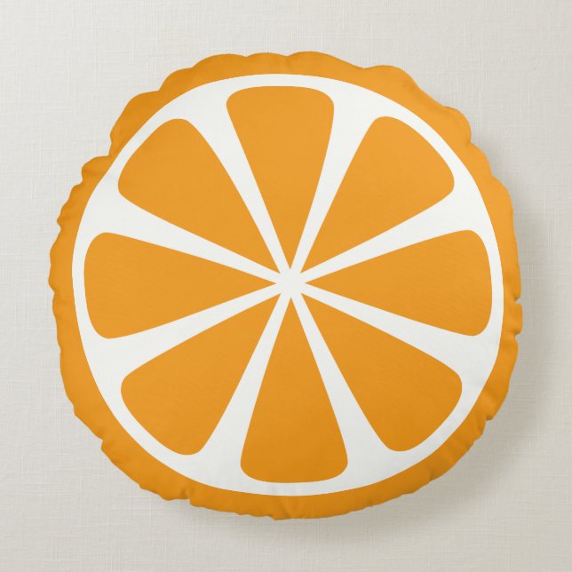 Orange Slice Summer Round Throw Pillow (Front)