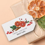 Orange Slices and Cinnamon Christmas Gift Tags<br><div class="desc">Beautiful orange slices,  cinnamon sticks,  berries and leaves with your message in chic lettering,  these holiday party favour tags or gift tags are perfect for your special occasion. MATCHING items in our collection.</div>