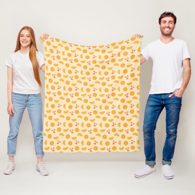 Orange Slices and Hearts Fleece Blanket (In Situ)
