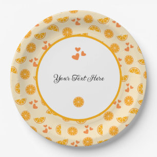 Orange Slices and Hearts Paper Plate