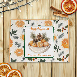 Orange Slices and Pine Christmas Personalised Large Gift Bag