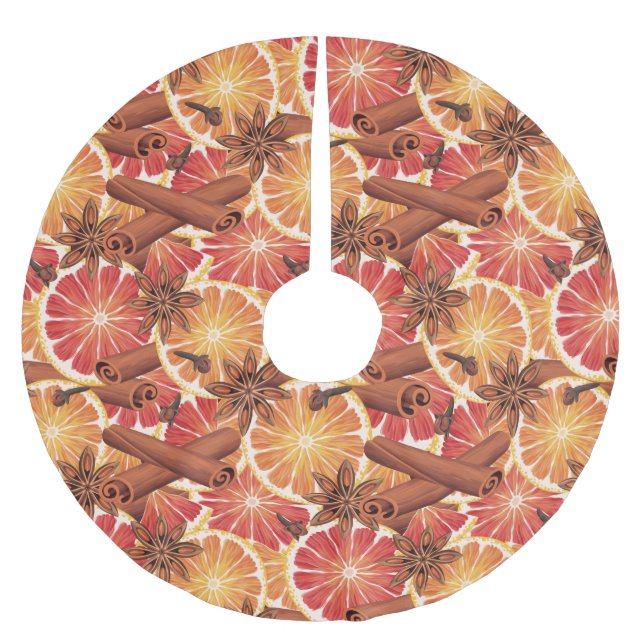 Orange Slices And Spices Brushed Polyester Tree Skirt (Front)