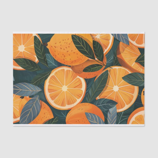 Orange Slices Citrus Fruit Illustration Decoupage Tissue Paper (Front)