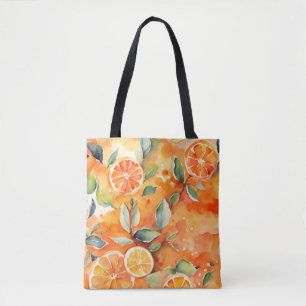Orange Slices Fresh Watercolor Citrus Design Tote Bag