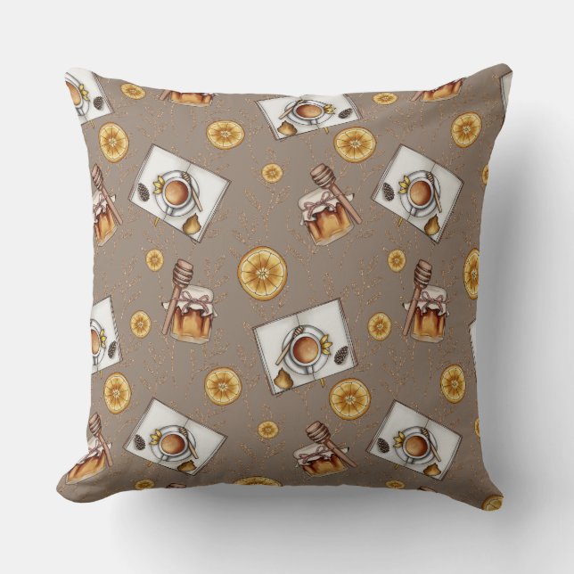 Orange Slices & Honey Pattern |  Sweet & Citrus Cushion (Front)