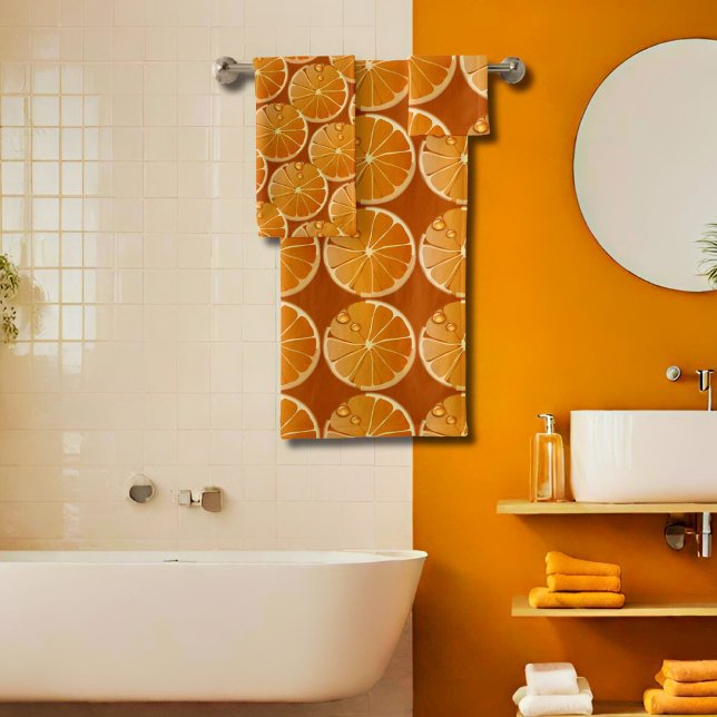 Orange slices in burnt orange bath towel set (Creator Uploaded)