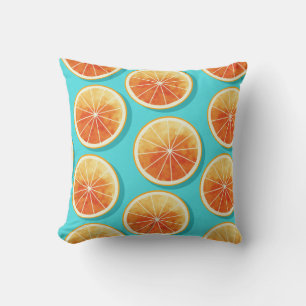 Orange Slices on Blue Cushion