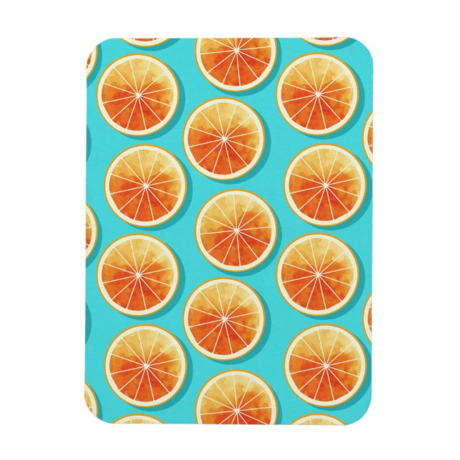 Orange Slices on Blue Magnet (Vertical)