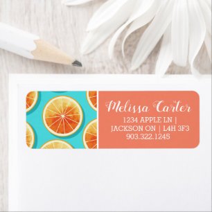 Orange Slices on Blue Return Address Label