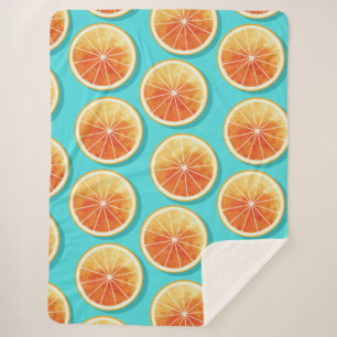 Orange Slices on Blue Sherpa Blanket