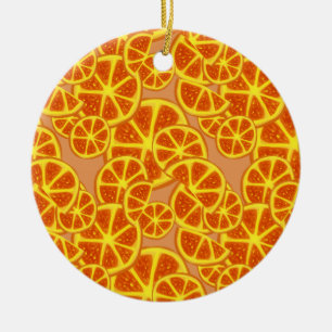 Orange Slices Pattern Ceramic Tree Decoration