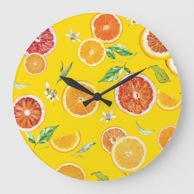 Orange slices #pattern #trendy #style large clock (Front)