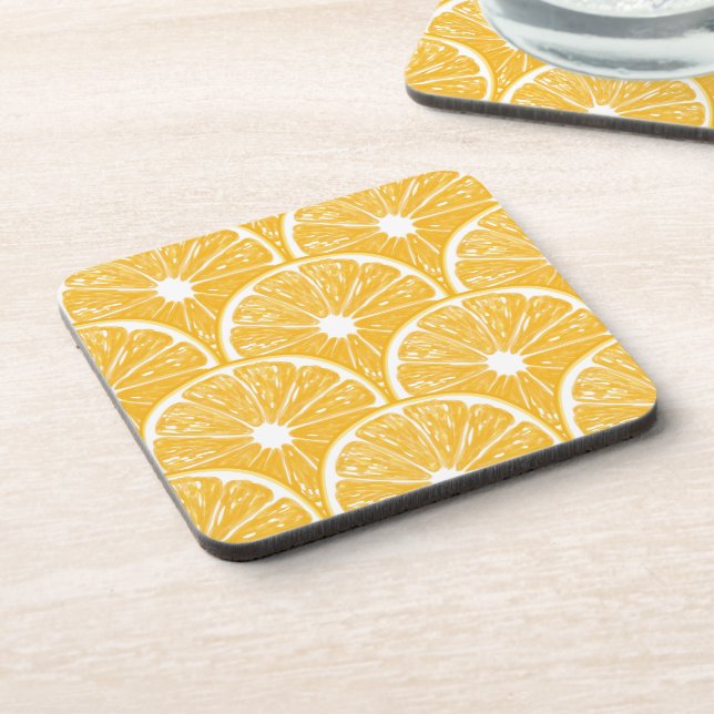 Orange slices, tropical fruit pattern design coaster (Left Side)