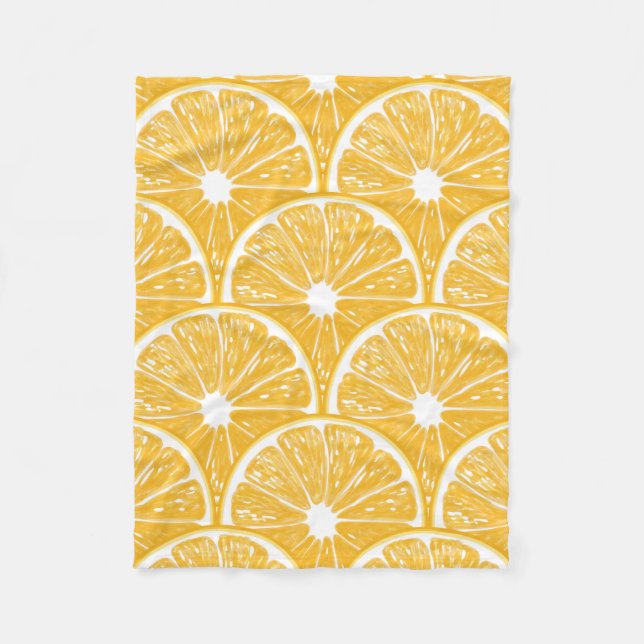 Orange slices, tropical fruit pattern design fleece blanket (Front)