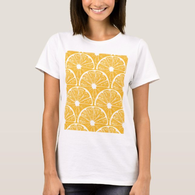 Orange slices, tropical fruit pattern design T-Shirt (Front)