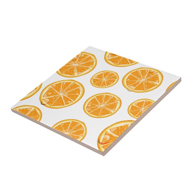 Orange Slices vintage style pattern. Ceramic Tile (Side)