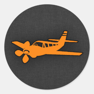 Orange Small Aeroplane Classic Round Sticker