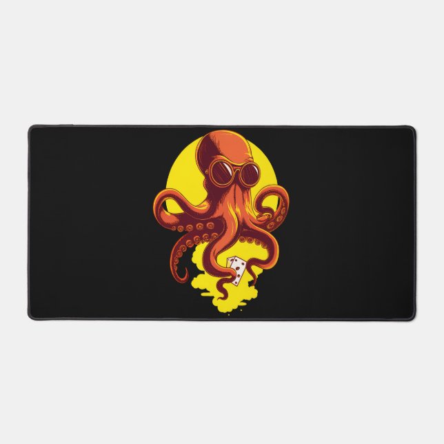 Orange Smart Octopus Desk Mat (Front)