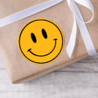 Orange Smiley One Happy Dude/Gal Birthday Stickers