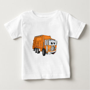 Orange Smiling Garbage Truck Cartoon Baby T-Shirt