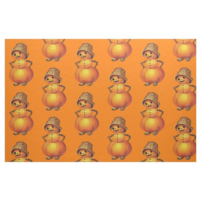 Orange Smiling Jack O' Lantern Snowman Fabric (Fat Quarter)