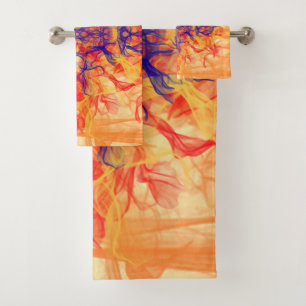 ORANGE SMOKE - Fractal Art - Bath Towel Set