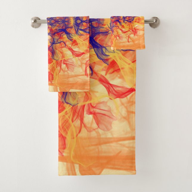 ORANGE SMOKE - Fractal Art - Bath Towel Set (Insitu)