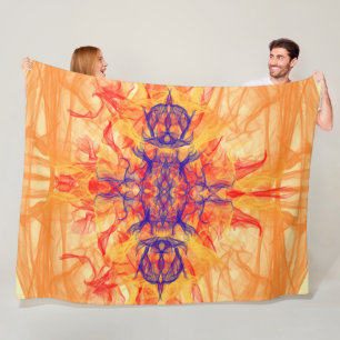 ORANGE SMOKE - Fractal Art - Fleece Blanket