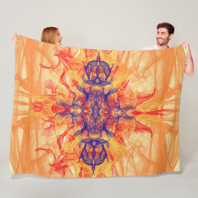 ORANGE SMOKE - Fractal Art - Fleece Blanket (In Situ)