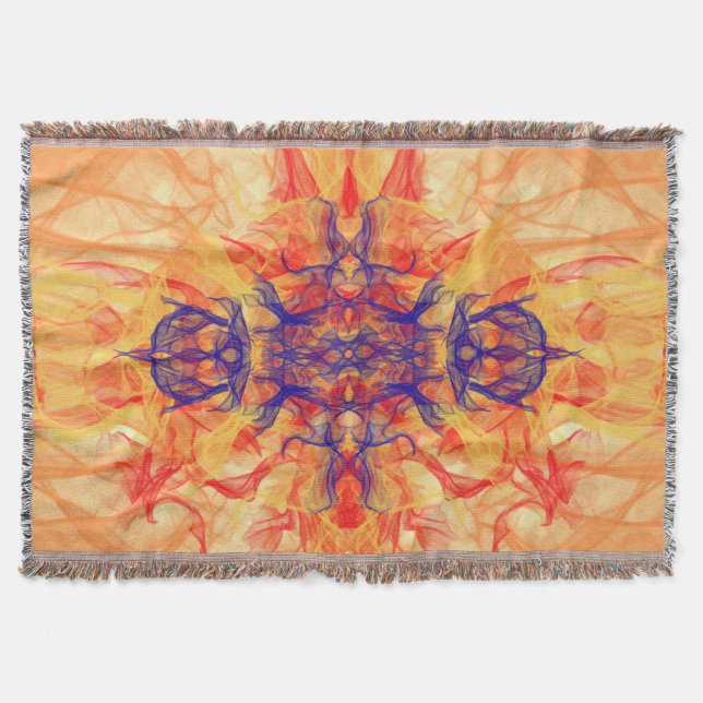 ORANGE SMOKE - Fractal Art - Throw Blanket (Front)