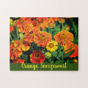 Orange Sneezewort Flowers Happy Birthday Jigsaw Puzzle