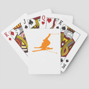 Orange Snow Ski Playing Cards