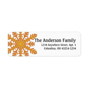 Orange Snowflake :: Return Address Labels