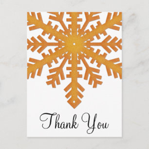 Orange Snowflake Winter Thank You Postcards