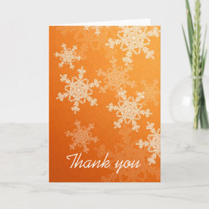 Orange Snowflakes Christmas Thank You Card
