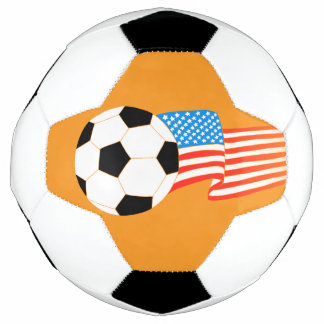 Orange Soccer Ball Design With American Flag