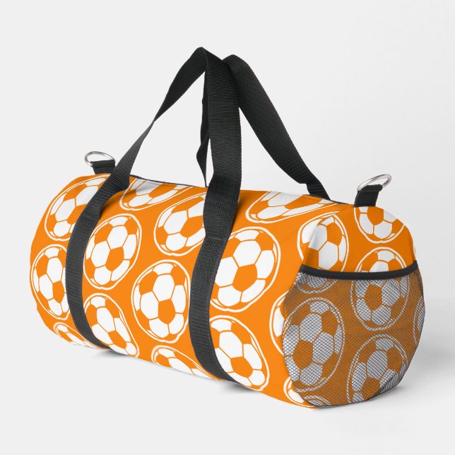 Orange Soccer Ball Pattern Screwball Graphics Duffle Bag (Right Corner)