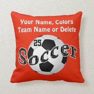 Orange Soccer Pillows, Change COLORS and TEXT Cushion