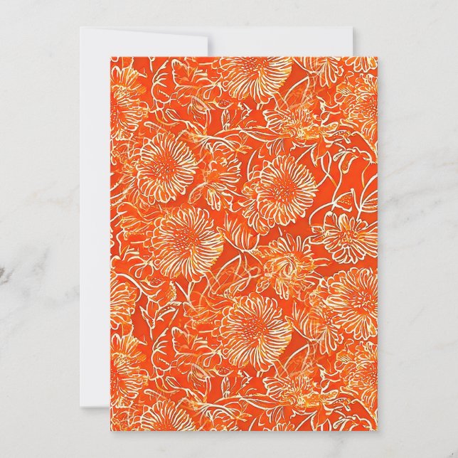 Orange soft flowers invitation (Front)