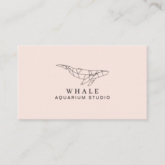 Orange Soft Low Poly Aquarium Fish Whale Business Card (Front)