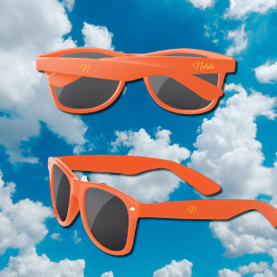 Orange solid color monogrammed sunglasses