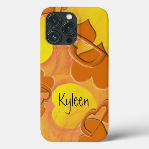 Orange Solid Hollow Shadow Hearts Custom iPhone 13 Pro Case