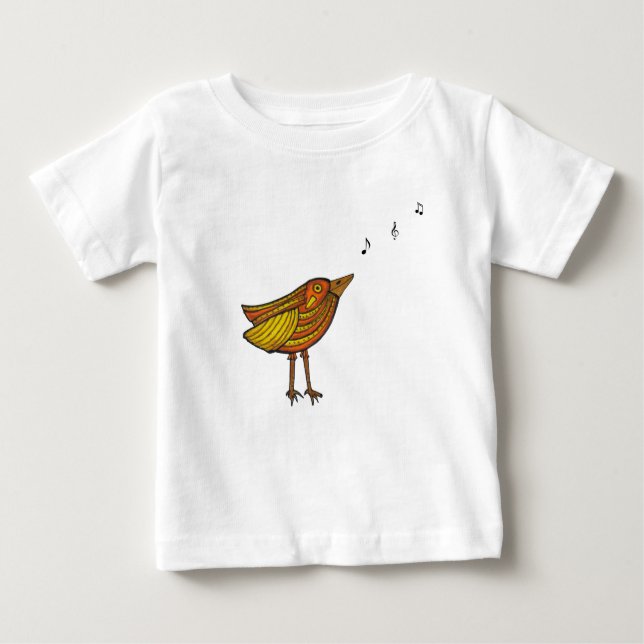 Orange Song Bird & Birdhouse Baby/Toddler T-Shirt (Front)