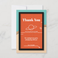 Orange Spaceship Screen Birthday Thank You Card