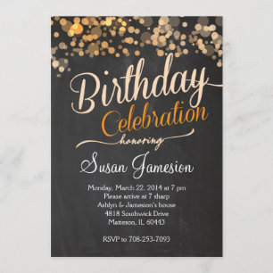 Orange Sparkle Glitter  Pink Birthday Invitation