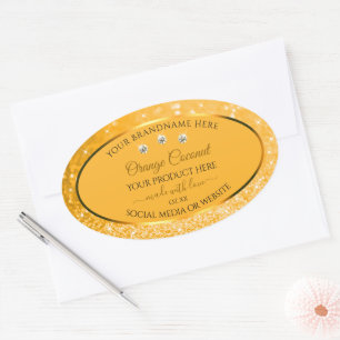 Orange Sparkling Glitter Product Labels Diamonds