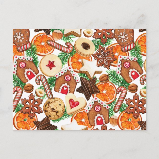 Orange Spice Christmas Cookies and Candy Postcard (Front)