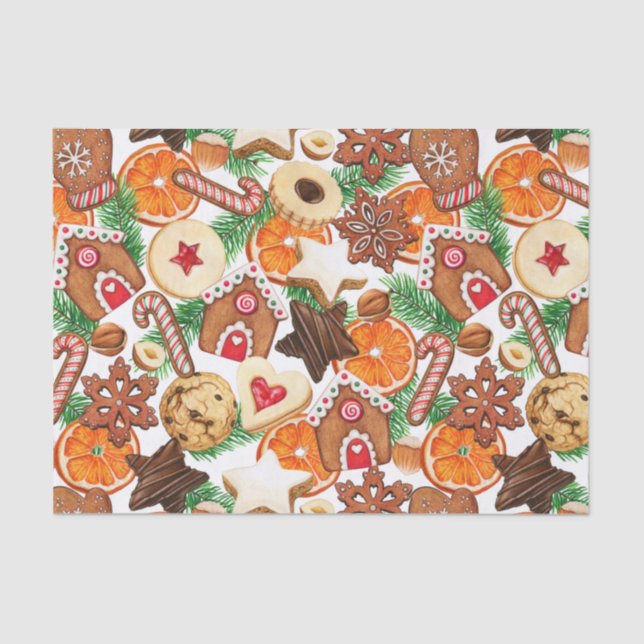 Orange Spice Christmas Cookies and Candy Tissue Paper (Front)