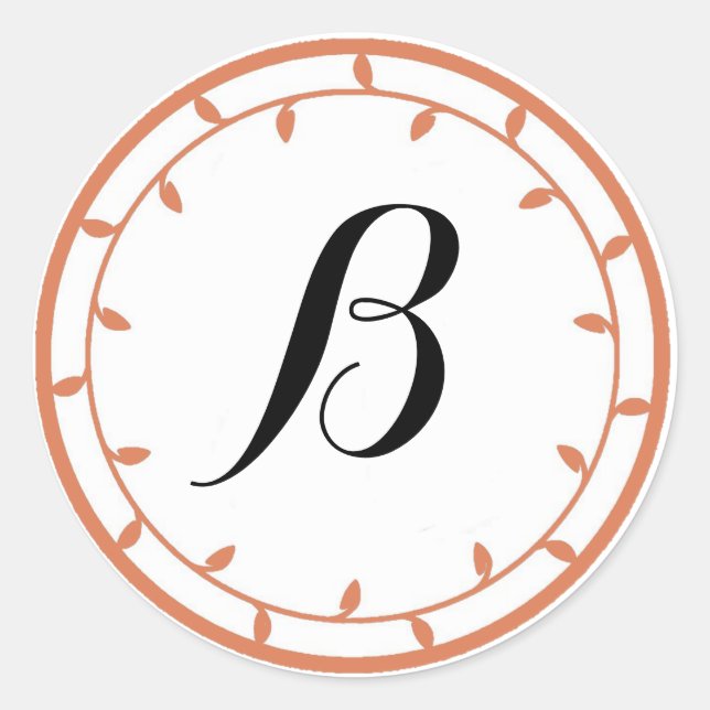 Orange Spice Coloured Monogram Stickers (Front)